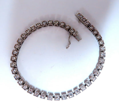 1.55ct Natural Diamonds Tennis Bracelet 14kt Gold Squared Box Bead Set *v