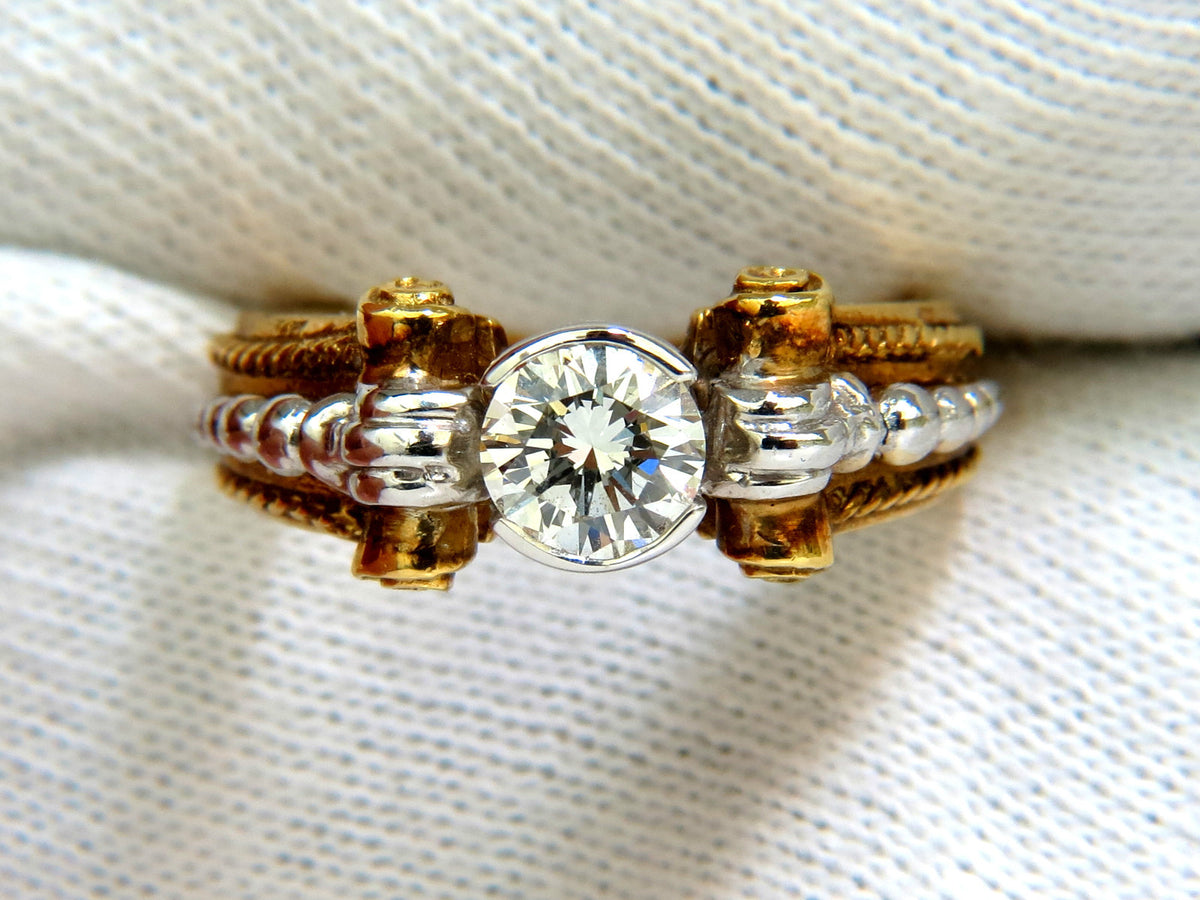 18KT .73CT ROUND BRILLIANT NATURAL DIAMOND RING GILT DECO H/VS *v