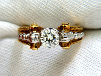 18KT .73CT ROUND BRILLIANT NATURAL DIAMOND RING GILT DECO H/VS *v