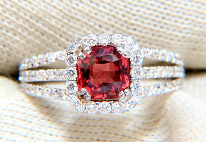 GIA Certified 1.21ct Natural Red Orange No Heat Sapphire Diamonds Ring 18kt *v