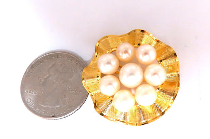 Cluster South Sea Pearls Pin 14kt Gold *v
