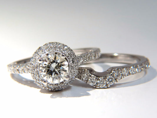 GIA Certified .70ct & 1.00ct round natural diamond ring & Matching band 18kt *v
