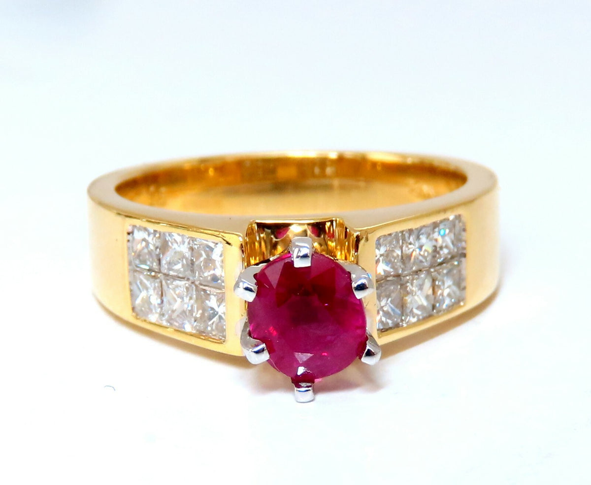 GIA Certified 1.04ct Natural Ruby Diamonds Ring 14 Karat Gold Cathedral *v
