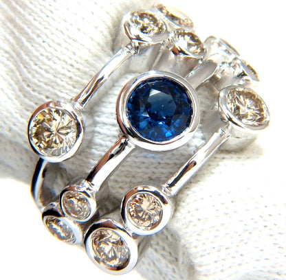 3.20ct NATURAL SAPPHIRE FANCY BROWN DIAMONDS RING 14KT STATION FLUSH DECO *v