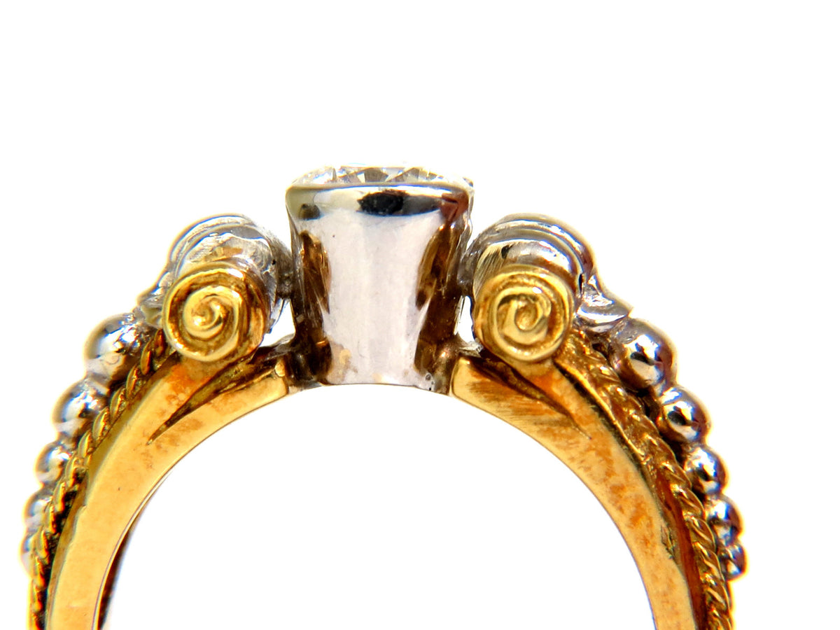 18KT .73CT ROUND BRILLIANT NATURAL DIAMOND RING GILT DECO H/VS *v
