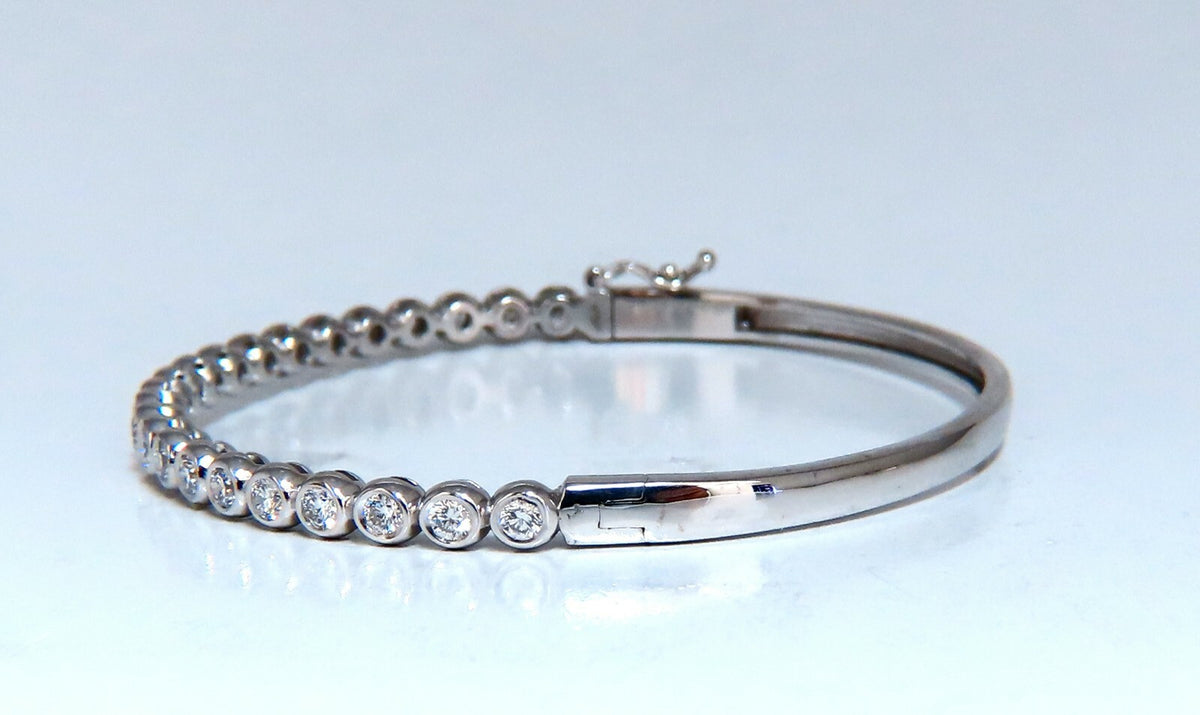 1.63ct Natural Round Diamonds Bezel Flush Set Bangle Bracelet 14 Karat *v