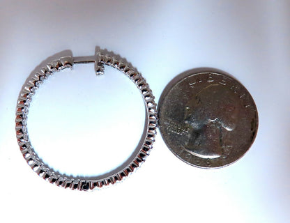 1.50ct Natural Diamond Hoop Earrings 14kt White Gold 1.35 inch *v