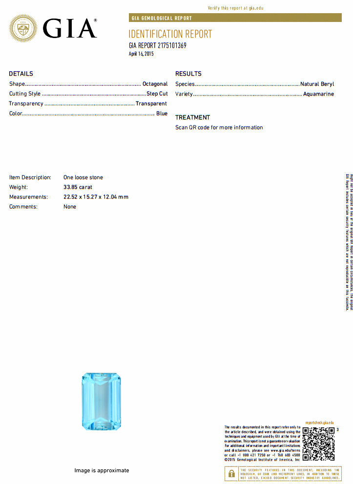 GIA Certified 33.85ct Natural Blue Aquamarine diamonds ring 14kt *v