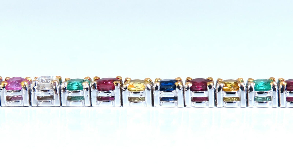 13ct natural ruby emerald sapphires diamond tennis bracelet 10kt gem line *v