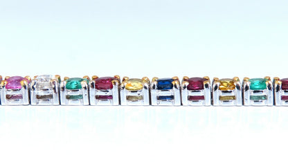 13ct natural ruby emerald sapphires diamond tennis bracelet 10kt gem line *v