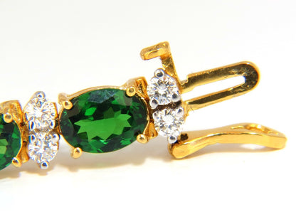 21.68CT NATURAL VIVID BRIGHT GREEN TSAVORITE DIAMONDS TENNIS BRACELET 14KT *v