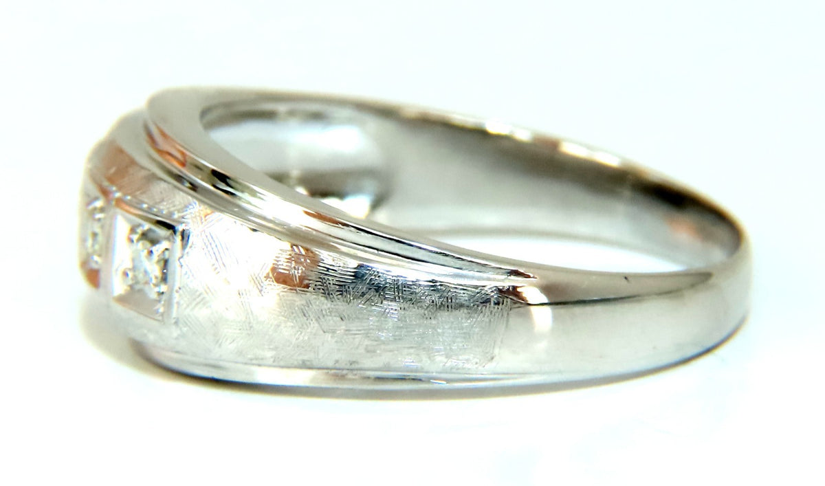 Mens .15ct natural round cut diamonds wide band bead 14 karat *v