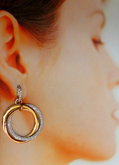 3.80ct natural diamonds rolling loop rings dangle earrings 14kt multi *v