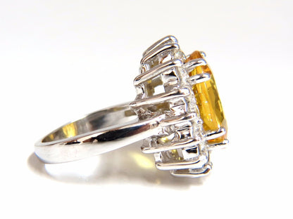 11.81ct Natural Yellow Sapphire diamonds ring 14kt Canary Bright *v