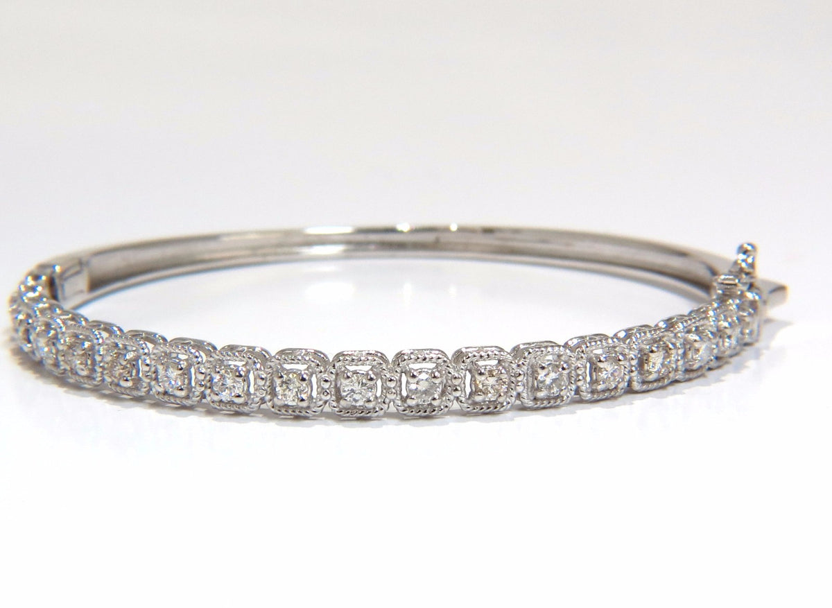 .90CT SQUARED ROPE TWIST ENCASE NATURAL DIAMONDS BANGLE BRACELET 14KT *v