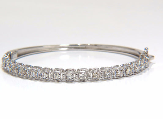 .90CT SQUARED ROPE TWIST ENCASE NATURAL DIAMONDS BANGLE BRACELET 14KT *v