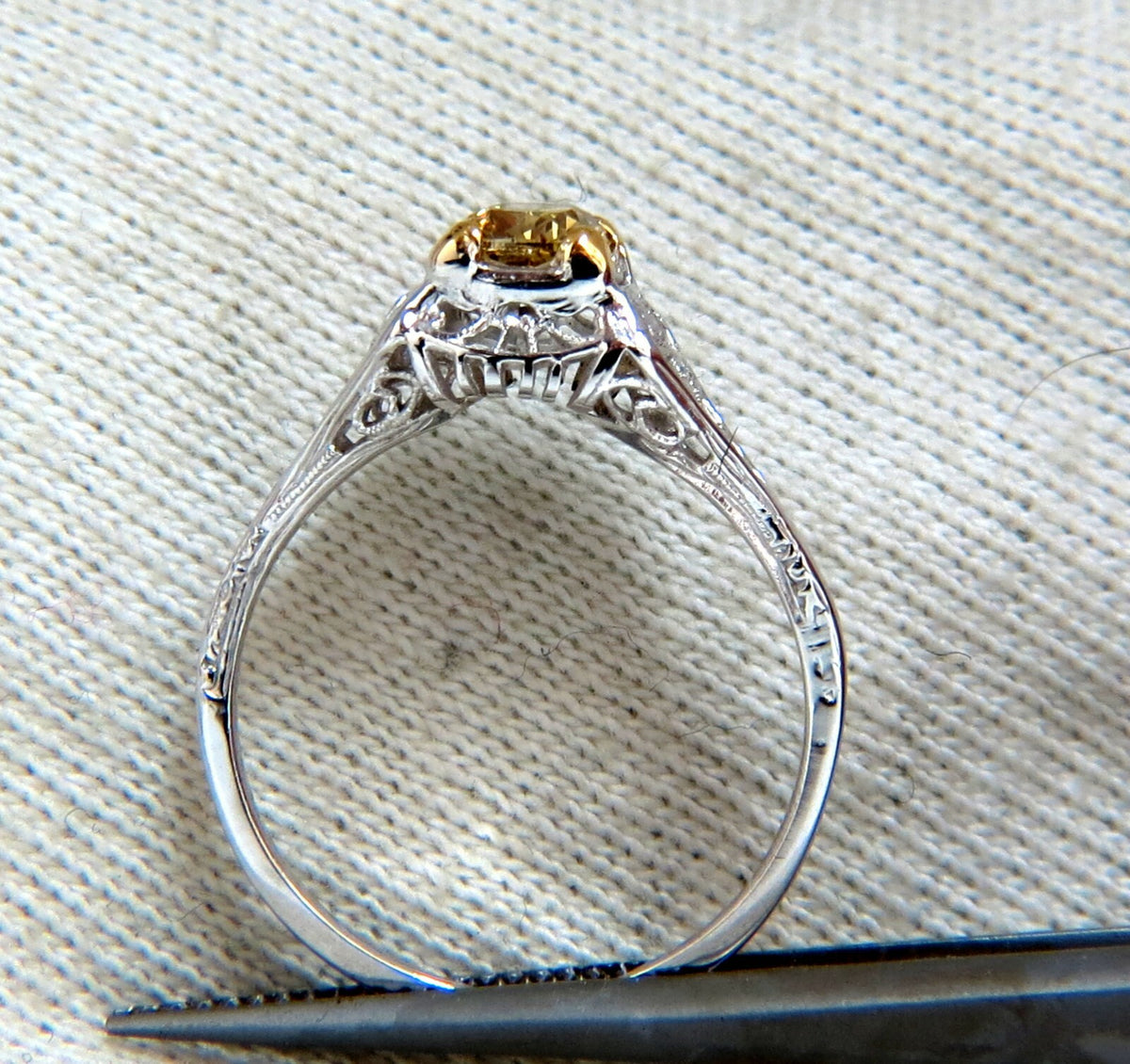 .57ct Natural Fancy Orange Brown Diamond Vintage Gilt Ring 14 Karat *v