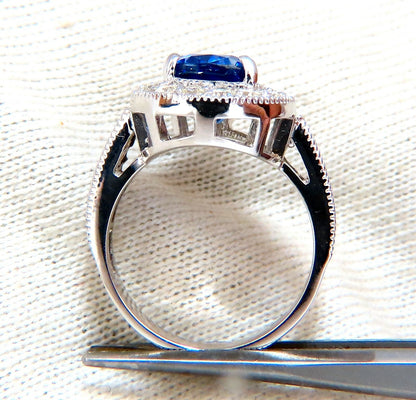 GIA Certified 3.73ct Natural Pear Sapphire Halo Cluster Ring 14 Karat *v