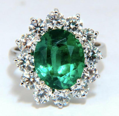 GIA Certified 4.40ct Natural Green Emerald Diamonds Ring 18kt Halo 12351 *v