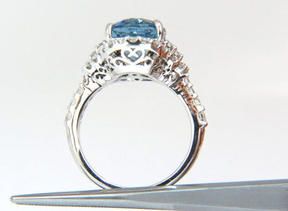 5.15ct natural prime aqua blue aquamarine diamonds ring 14kt *v