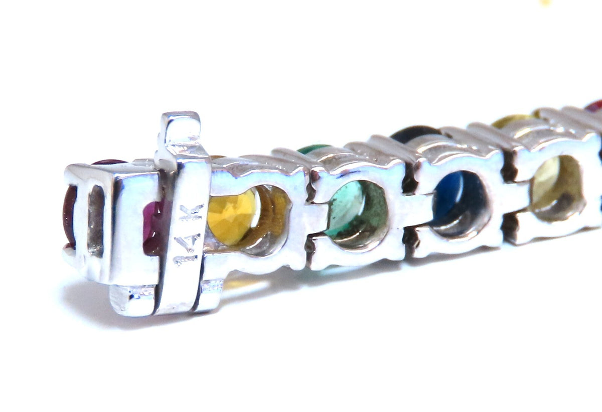 14.50ct Natural Sapphire Ruby Emerald Diamond Tennis Bracelet 14kt. Gem Line *v