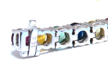 14.50ct Natural Sapphire Ruby Emerald Diamond Tennis Bracelet 14kt. Gem Line *v