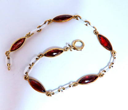 3ct Natural Garnet Station Link Bracelet 14kt gold *v