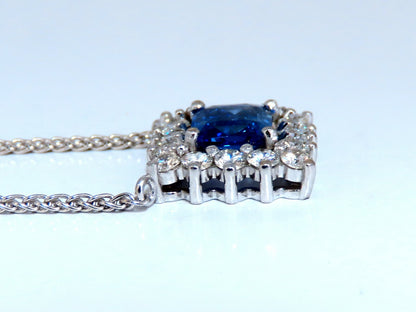 GIA Certified 3.18ct Natural No Heat Blue Sapphire Diamonds Necklace 14kt *v