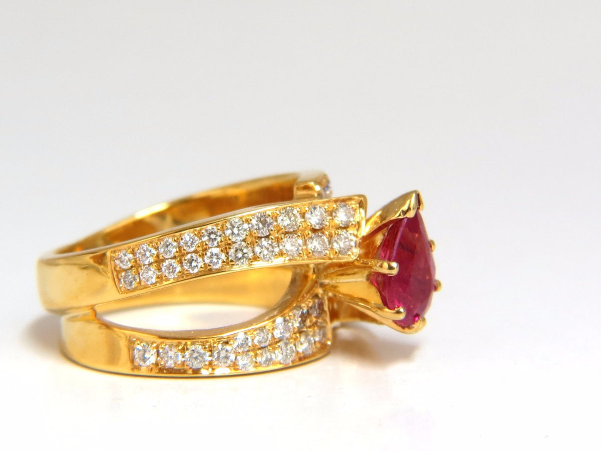 AIGS Certified 2.16ct Natural No Heat Ruby Diamonds ring 14kt SPlit Shank *v