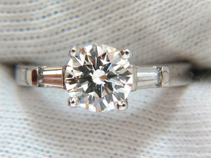GIA 1.51ct. Round Brilliant Excellent cut diamond .30ct baguette ring Platinum*v