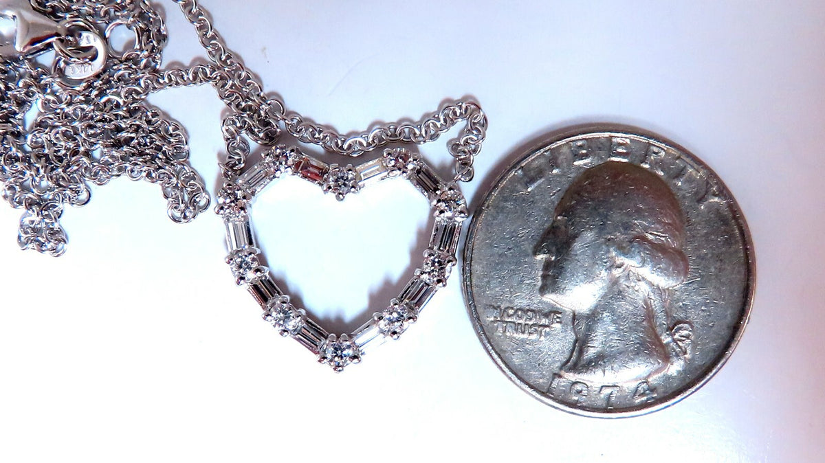 1.05ct Natural Baguette & Rounds Diamonds Heart Necklace 14kt *v