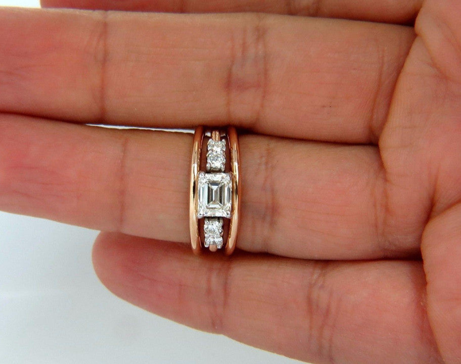 GIA Certified 1.46ct Emerald Cut Diamonds ring 18kt F/VVs-1 Coil *v