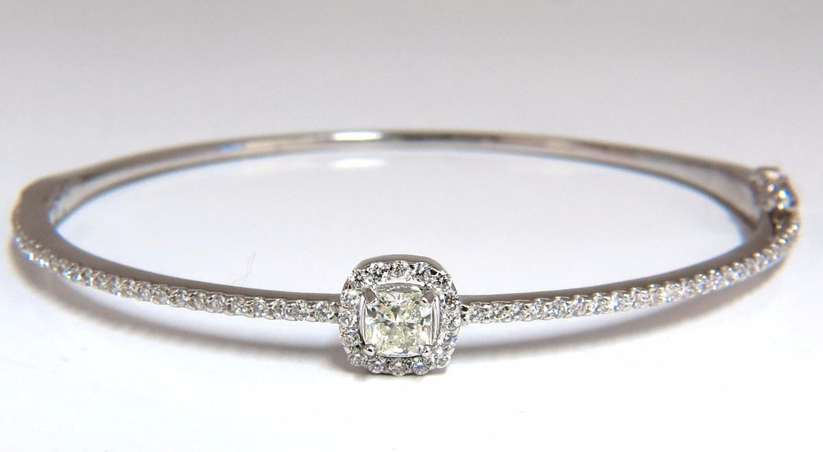 .95ct natural round diamond cluster halo bangle bracelet 14kt *v