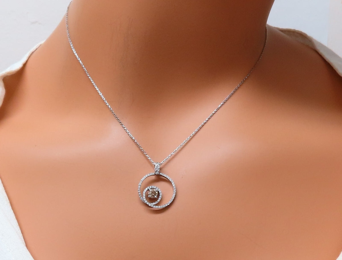 .95ct Natural Round Diamonds Circle Pendant Necklace 14kt *v