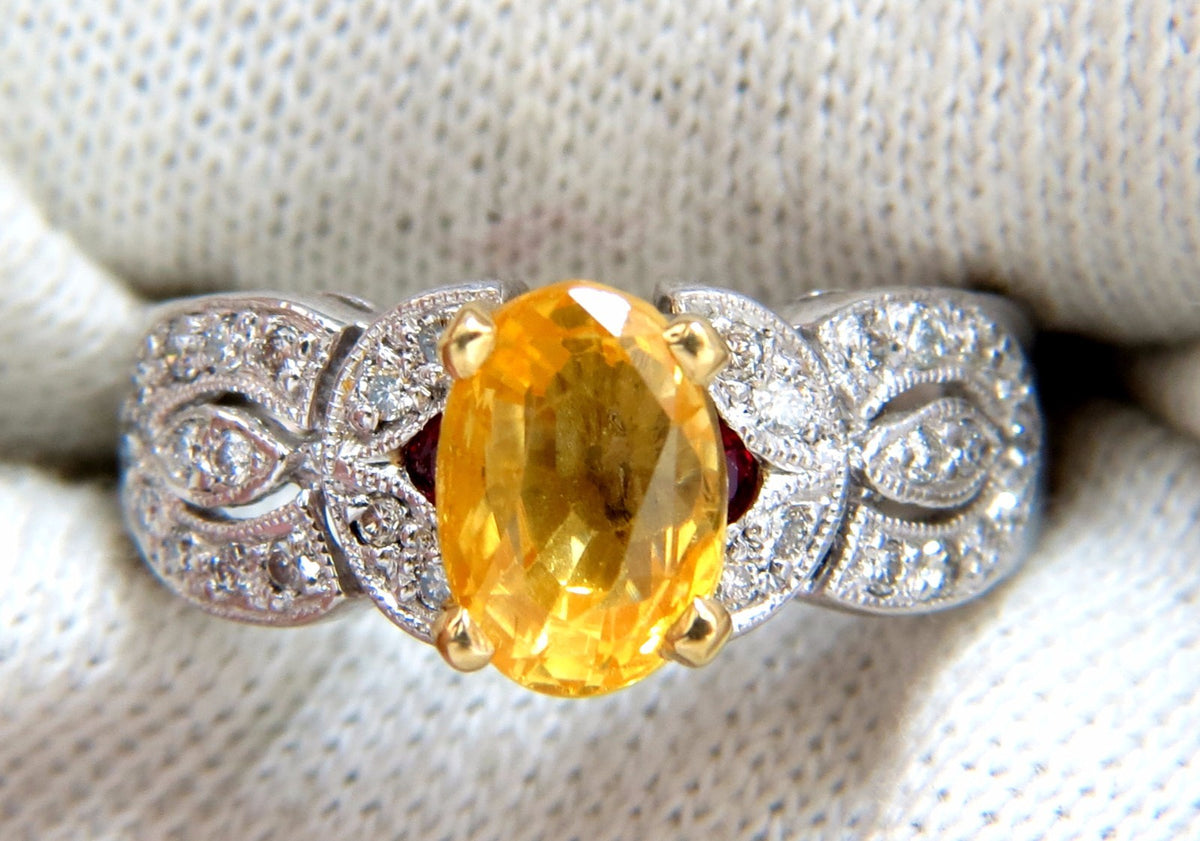 3.28ct natural yellow sapphire diamonds ring platinum *v