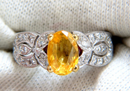 3.28ct natural yellow sapphire diamonds ring platinum *v