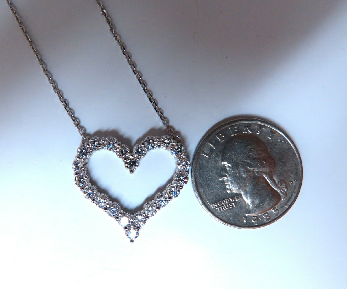 1.92ct Open Heart Natural diamonds necklace 14 karat *v