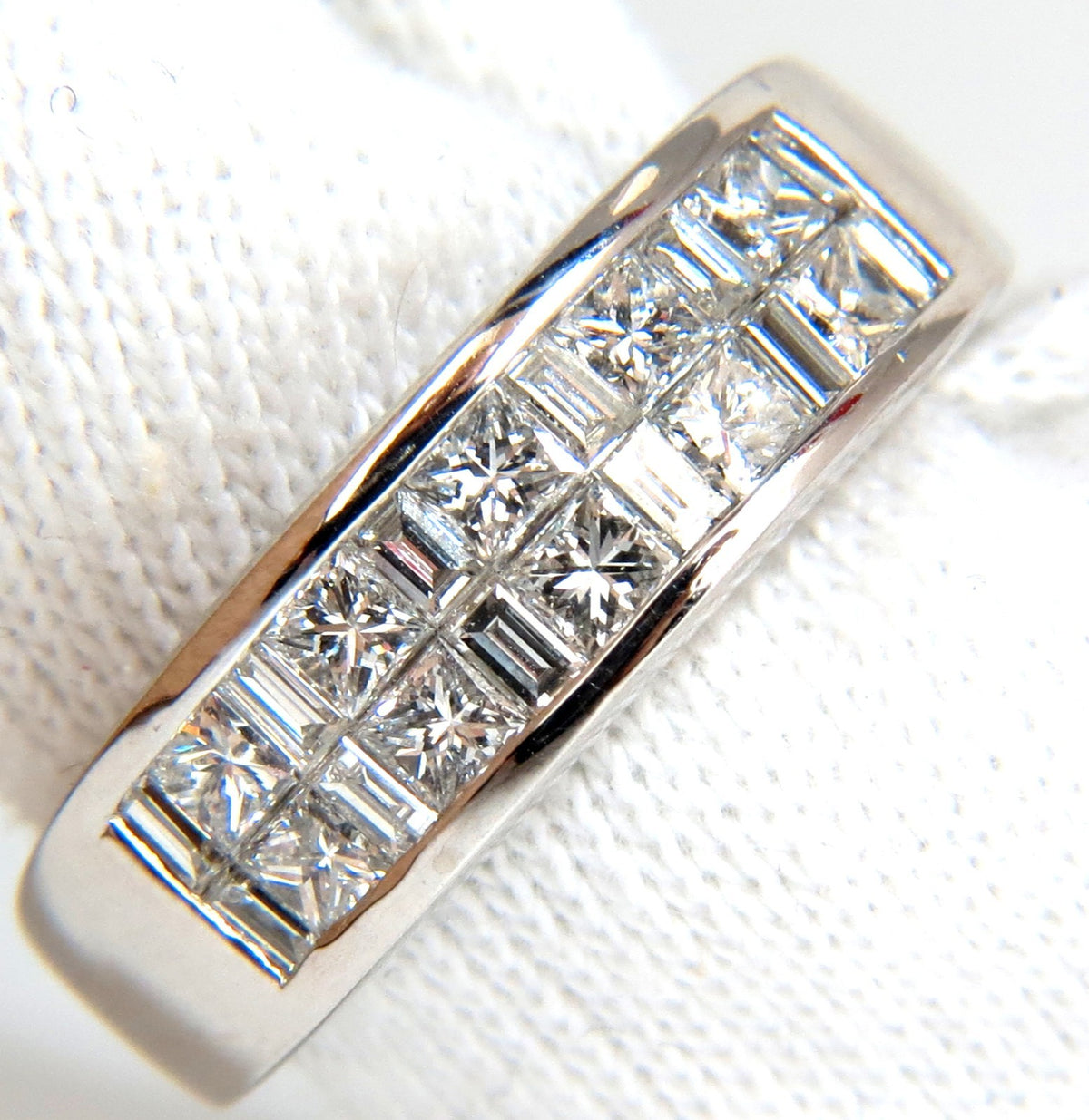 PLATINUM 2.00CT NATURAL DIAMONDS BAND G/VS BAGUETTE PRINCESS CHANNEL BRILLIANT*v