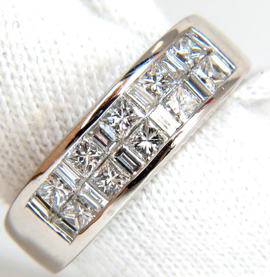 PLATINUM 2.00CT NATURAL DIAMONDS BAND G/VS BAGUETTE PRINCESS CHANNEL BRILLIANT*v