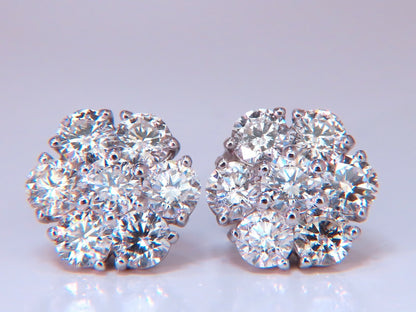 3.47ct. natural round diamond cluster earrings 14 karat floreta *v