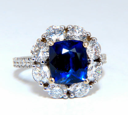 GIA Certified 5.48ct Natural No Heat Royal Blue Sapphire Ring Halo Prime*v