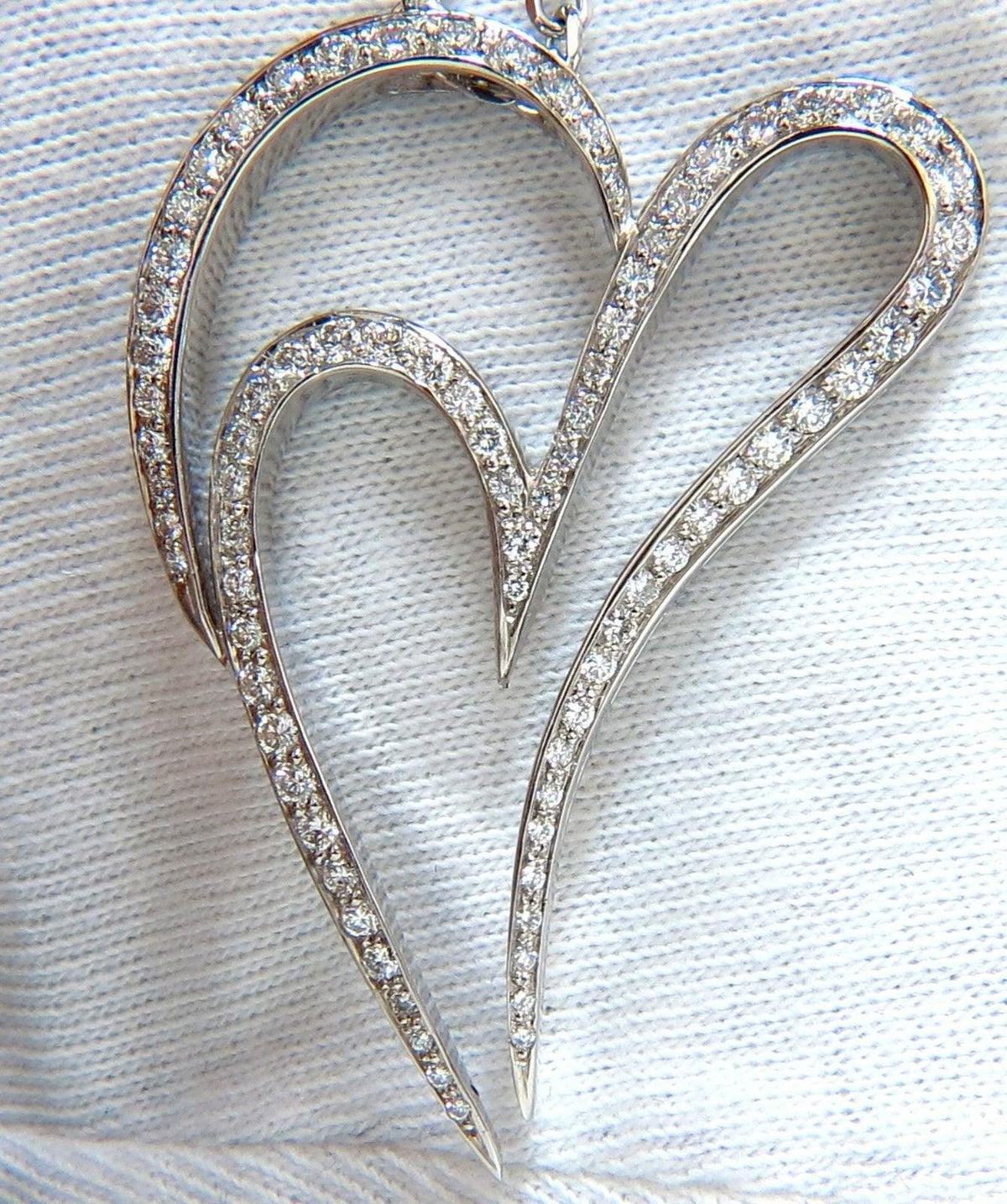 3.00ct ROUND DIAMONDS MODERN SWIRL HEART PENDANT G / VS 14KT & CHAIN 10326 *v