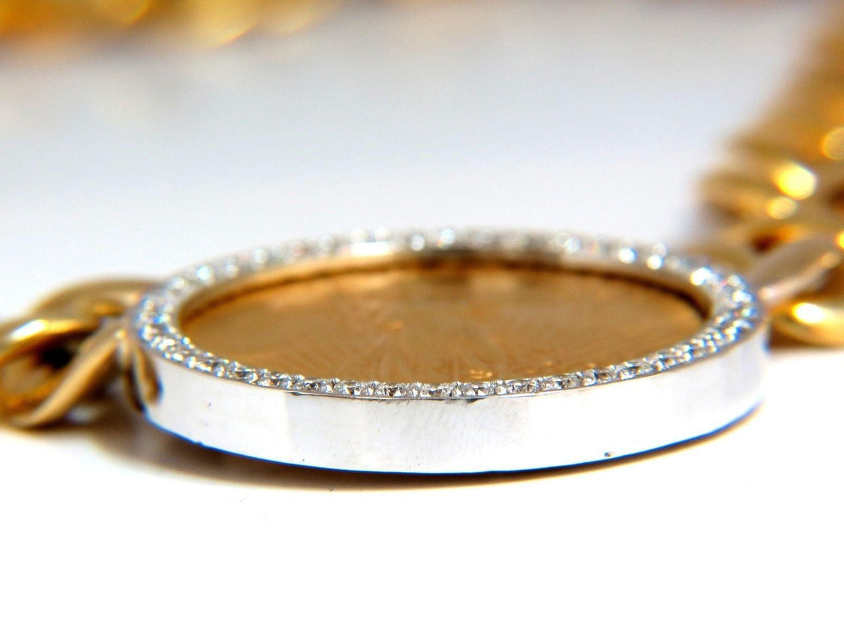 1908 LIBERTY FINE GOLD COIN 2.00CT DIAMONDS LINK NECKLACE 10286 *v