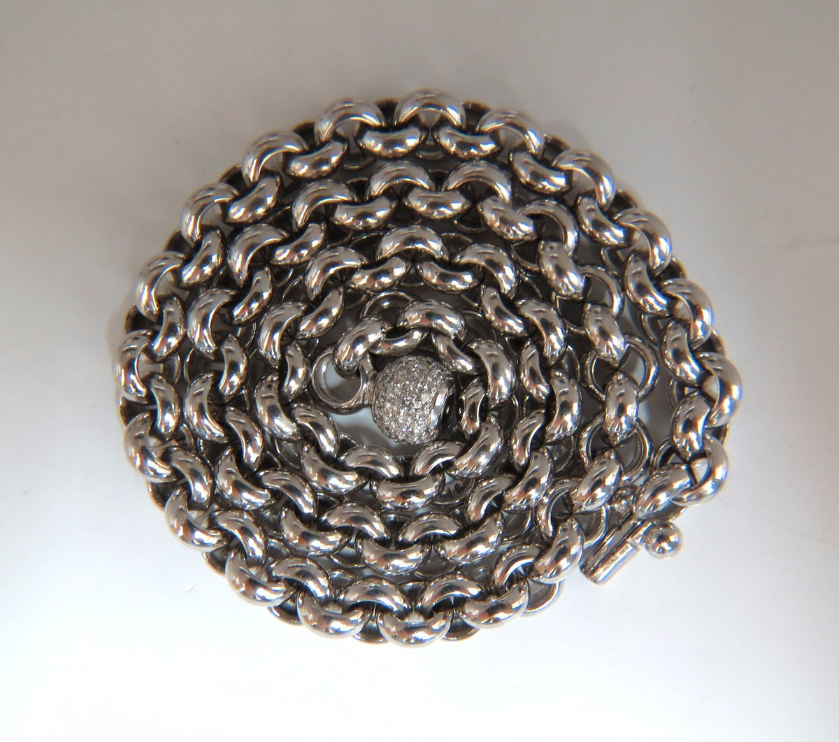 88 Gram 18kt 1.00ct diamonds Venetian Link Circles necklace *v