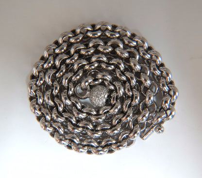 88 Gram 18kt 1.00ct diamonds Venetian Link Circles necklace *v