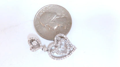 1.02ct Natural Round Diamonds Double Heart pendant 14kt *v