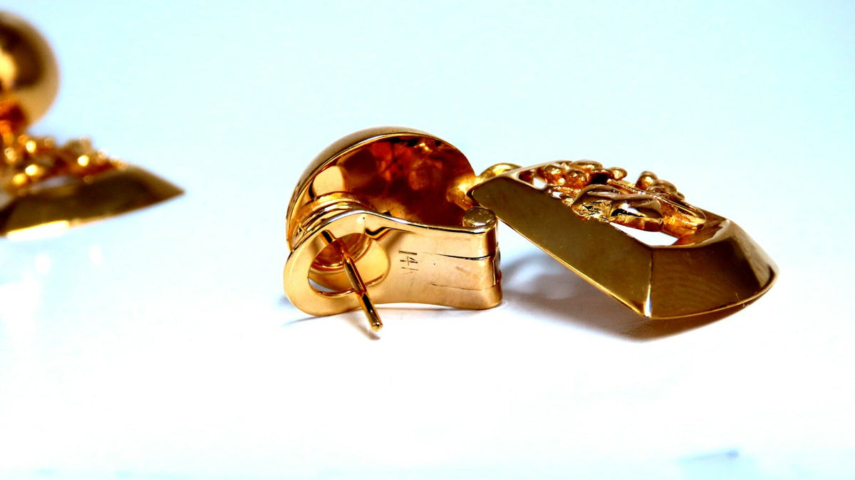 Ball Dome Dangle Deco Earrings 14kt Gold *v