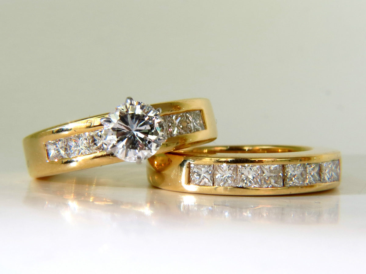 2.50CT NATURAL DIAMONDS ENGAGEMENT RING MATCHING BAND 14KT *v