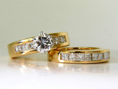 2.50CT NATURAL DIAMONDS ENGAGEMENT RING MATCHING BAND 14KT *v