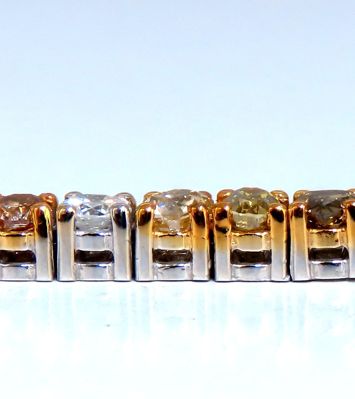 7.26ct Natural Yellow orange pink brown fancy color diamonds bracelet 14kt *v